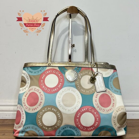 🩵Coach Signature Satin-Fabric 3 Compartment Purse🩵 - Picture 1 of 16
